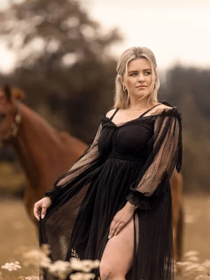 Amadora - Punktkleid schwarz