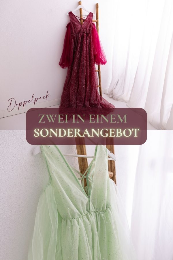 Glitzerkleider Set – Rot & Mint