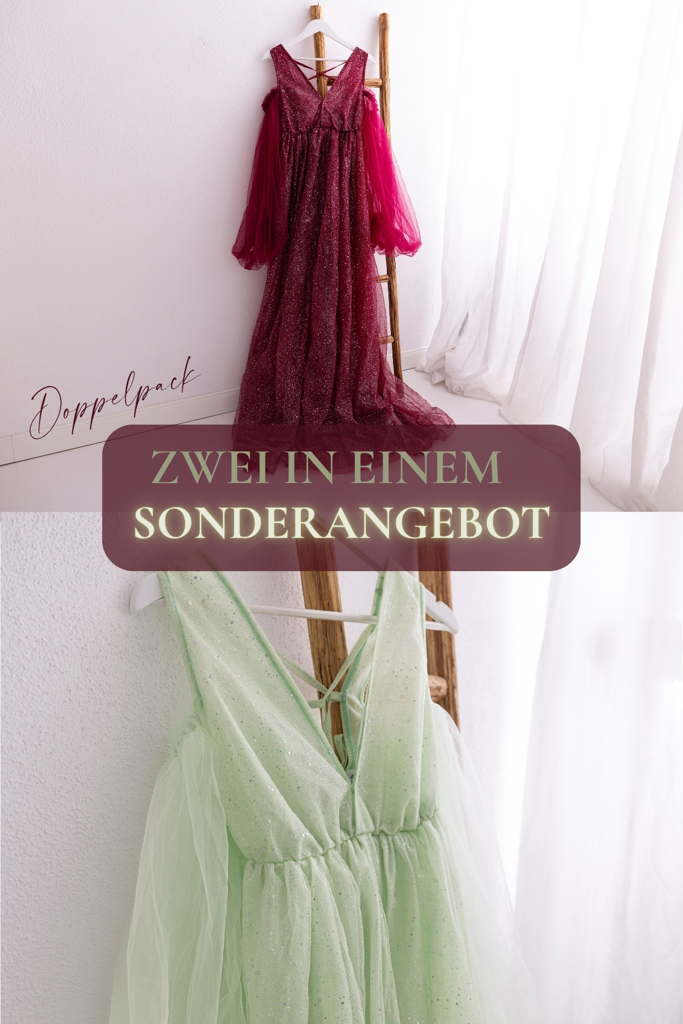 Glitzerkleider Set – Rot & Mint
